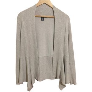 89th & Madison Beige Oatmeal Open Asymmetrical Sweater Jacket L